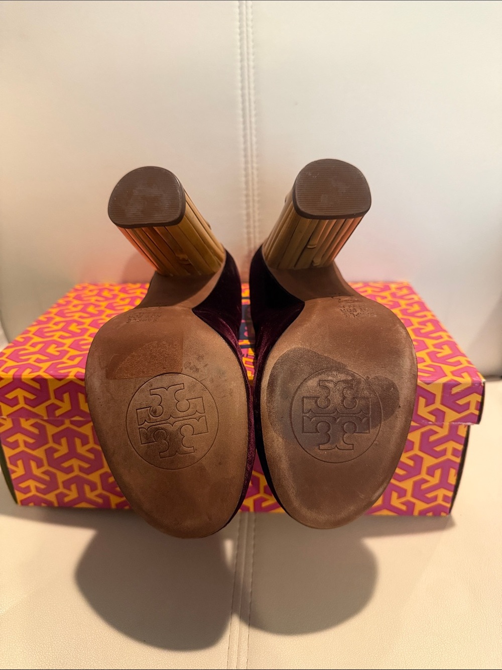 Tory Burch Velvet Block Heels - Picture 7 of 8